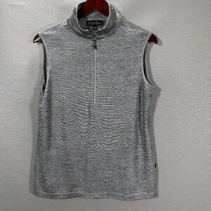 Birdee Sport Top Womens Large Gray Knit Zip Neck Sleeveless Pullover Golf